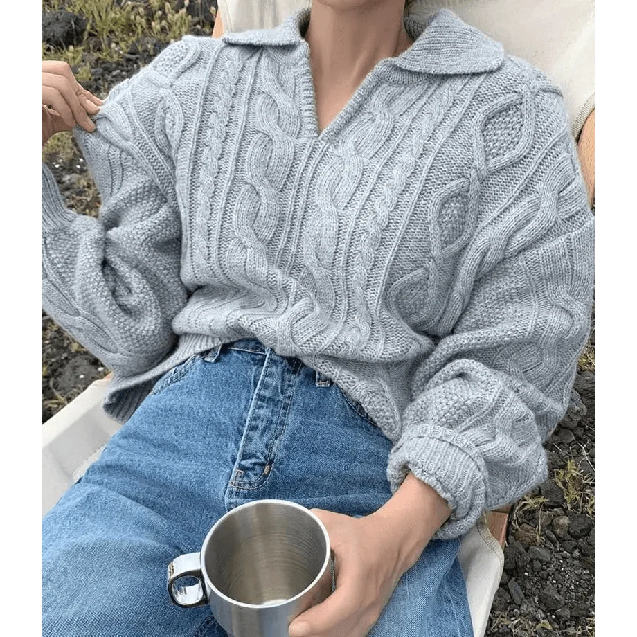Autumn Turn-down Collar Sweater