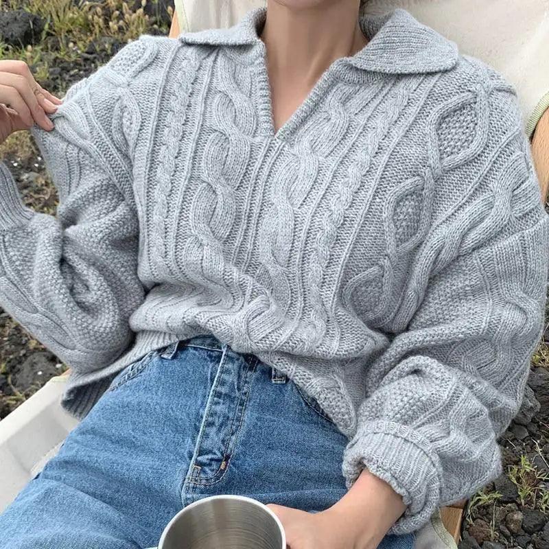 Autumn Turn-down Collar Sweater
