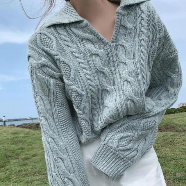 Autumn Turn-down Collar Sweater
