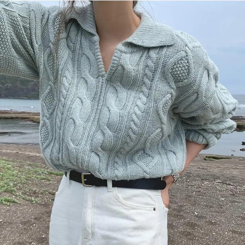 Autumn Turn-down Collar Sweater