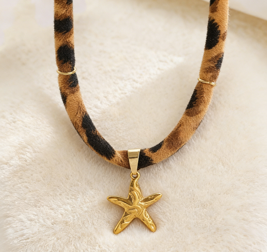 Leopard Print Ribbon Necklace