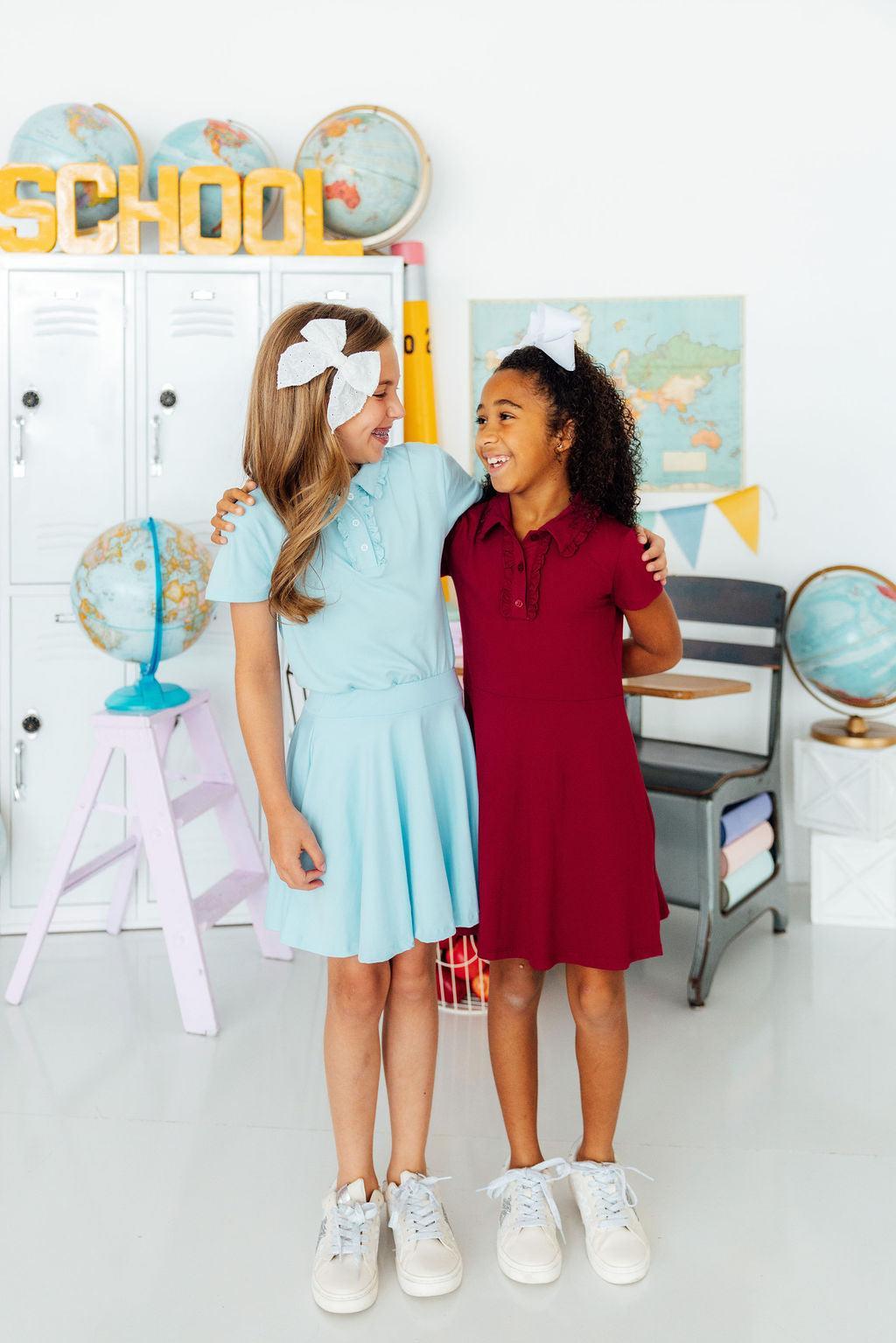 Burgundy S/S Polo Dress