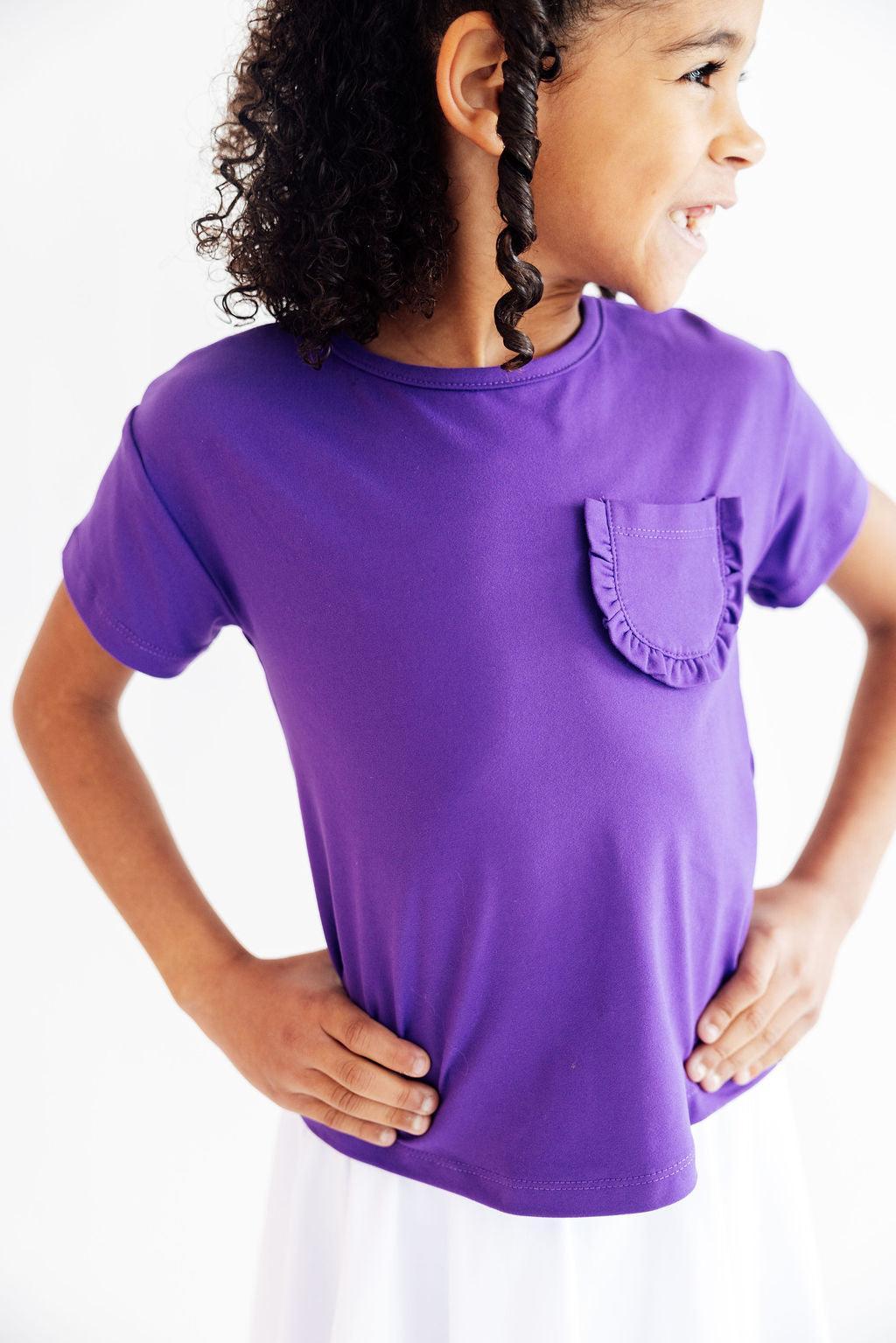 Purple Ruffle Pocket Tee