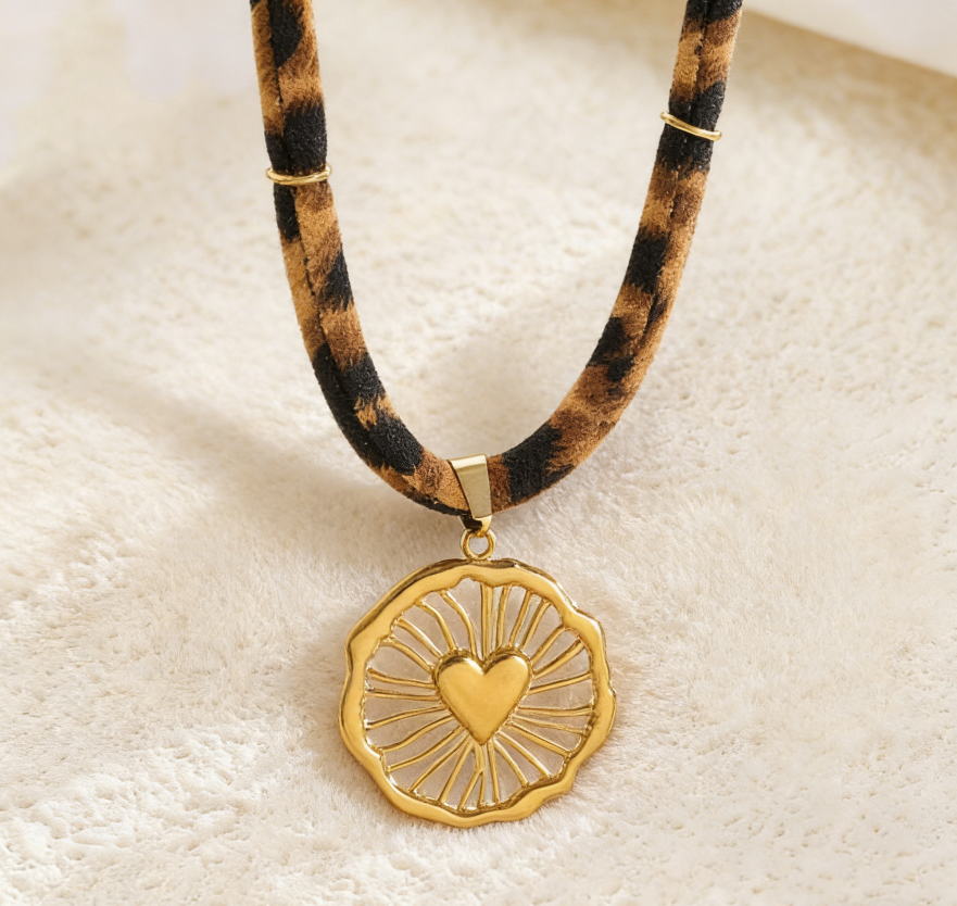 Leopard Print Ribbon Necklace