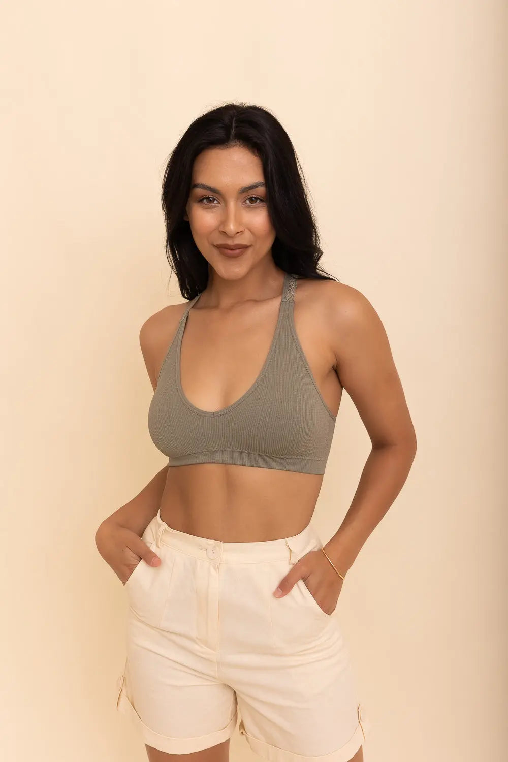 Lacey Racerback Seamless Bralette – Soft Wireless Lace Comfort