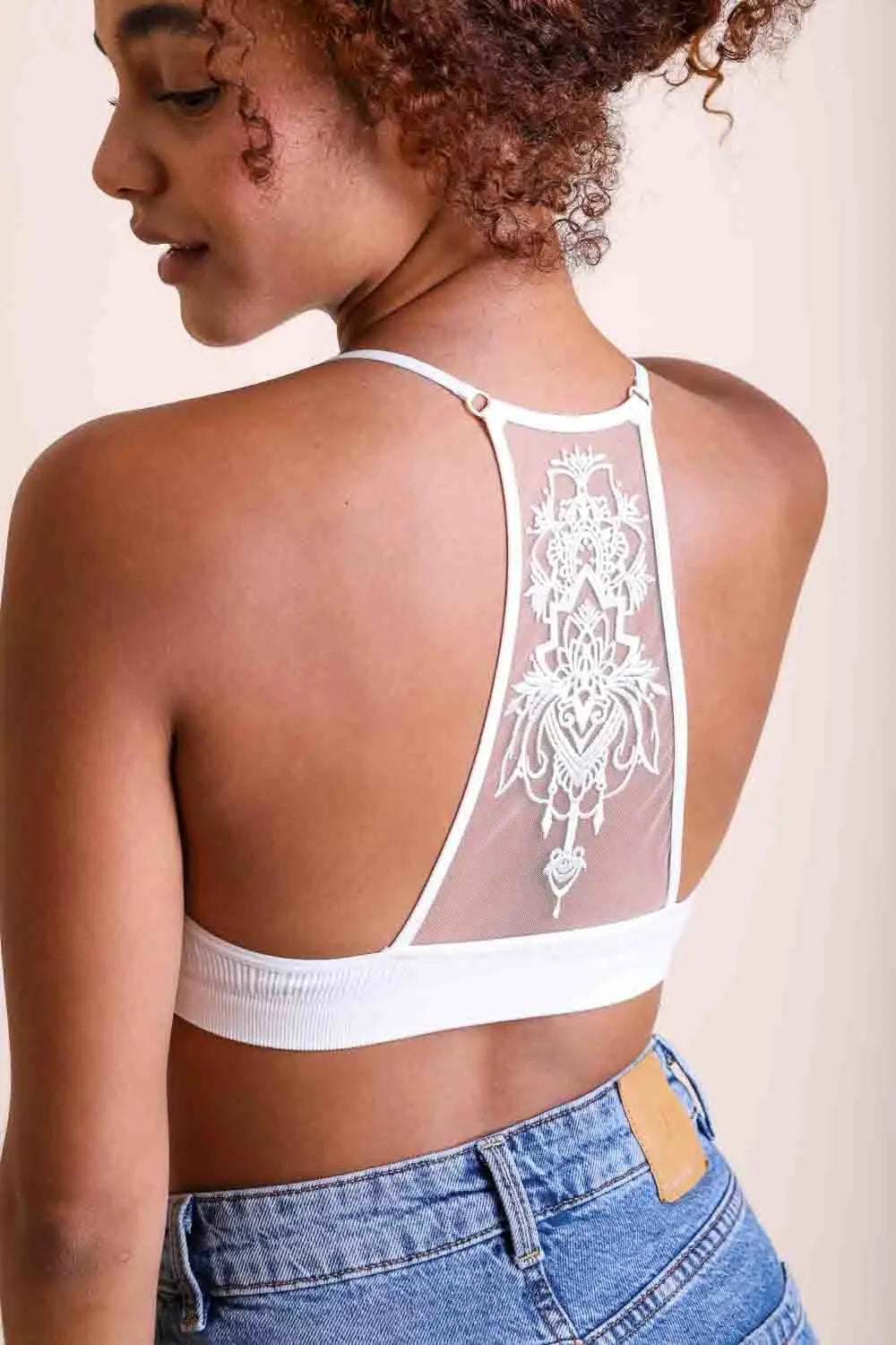 Tattoo Back Bralette – Seamless Design with Mesh Detail