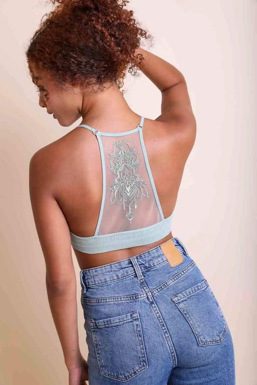 Tattoo Back Bralette – Seamless Design with Mesh Detail