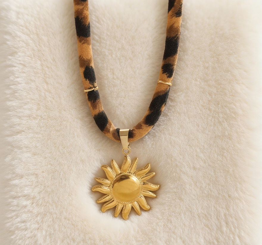 Leopard Print Ribbon Necklace