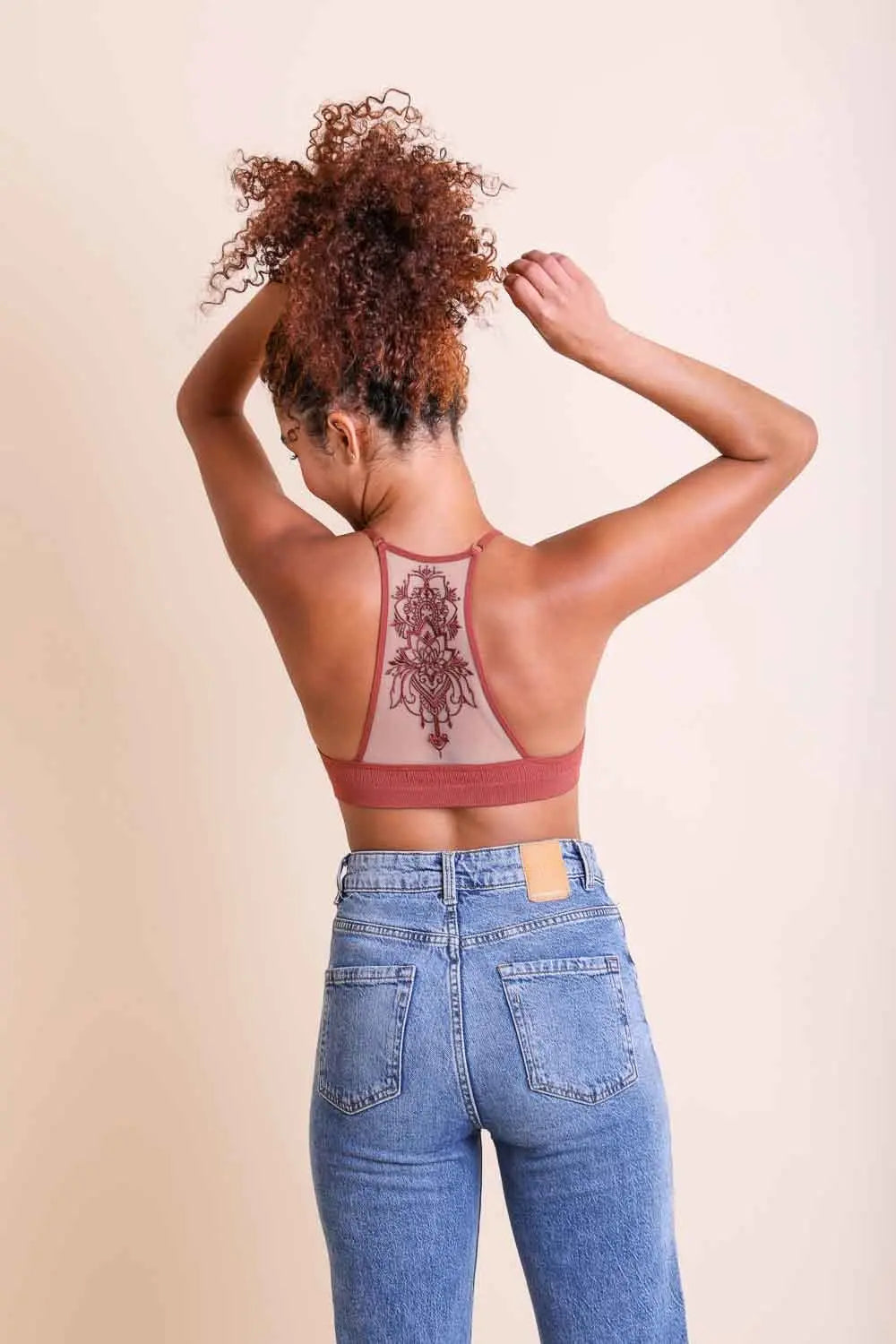 Tattoo Back Bralette – Seamless Design with Mesh Detail