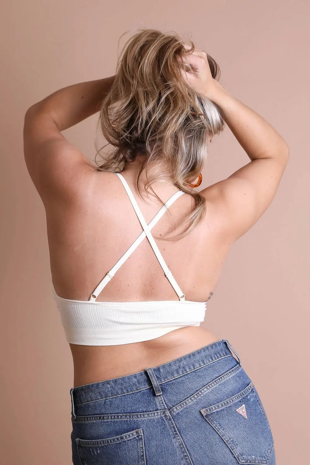 Crochet Lace High Neck Bralette – Halter Style with Cross-Back