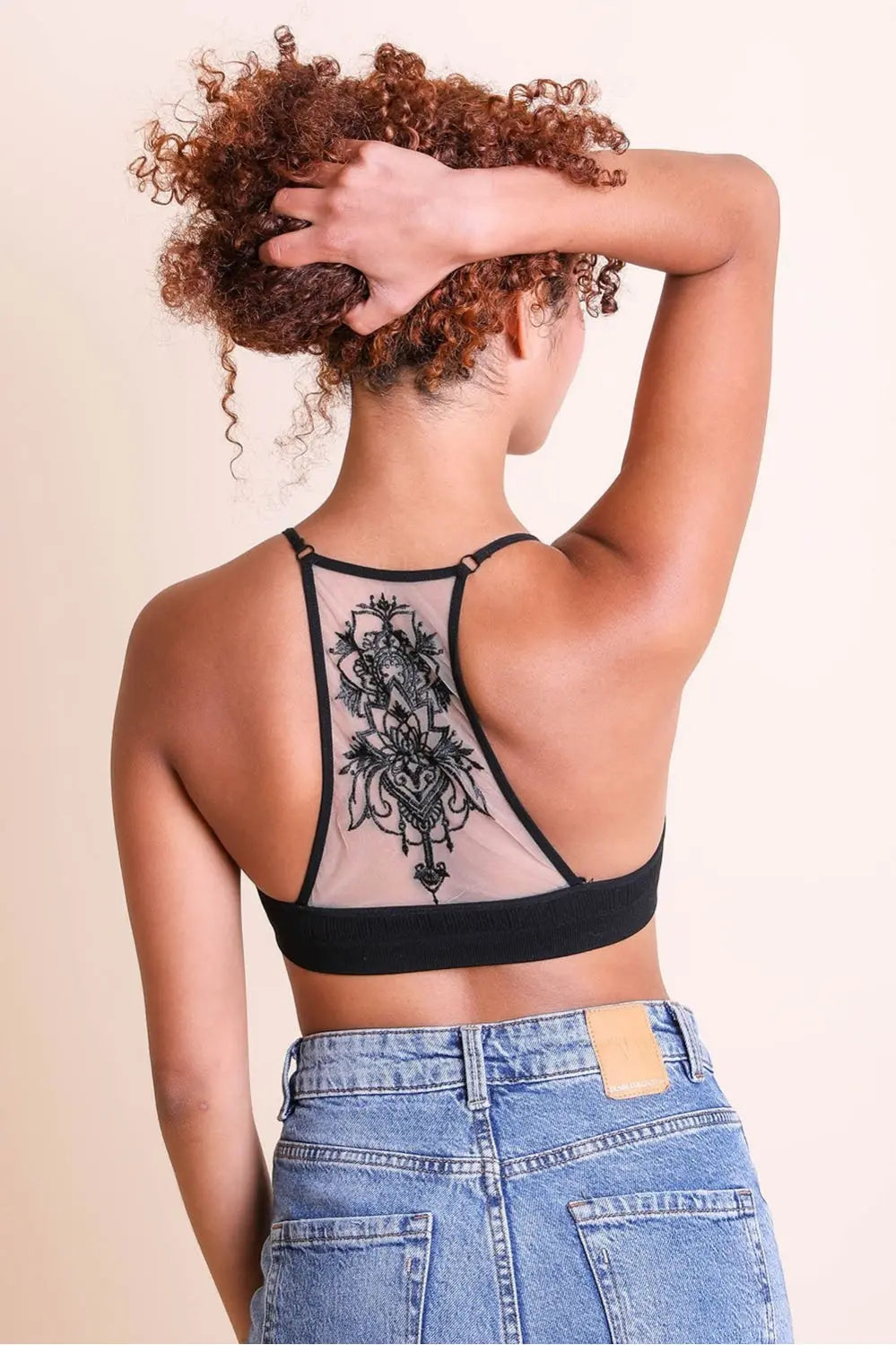 Tattoo Back Bralette – Seamless Design with Mesh Detail