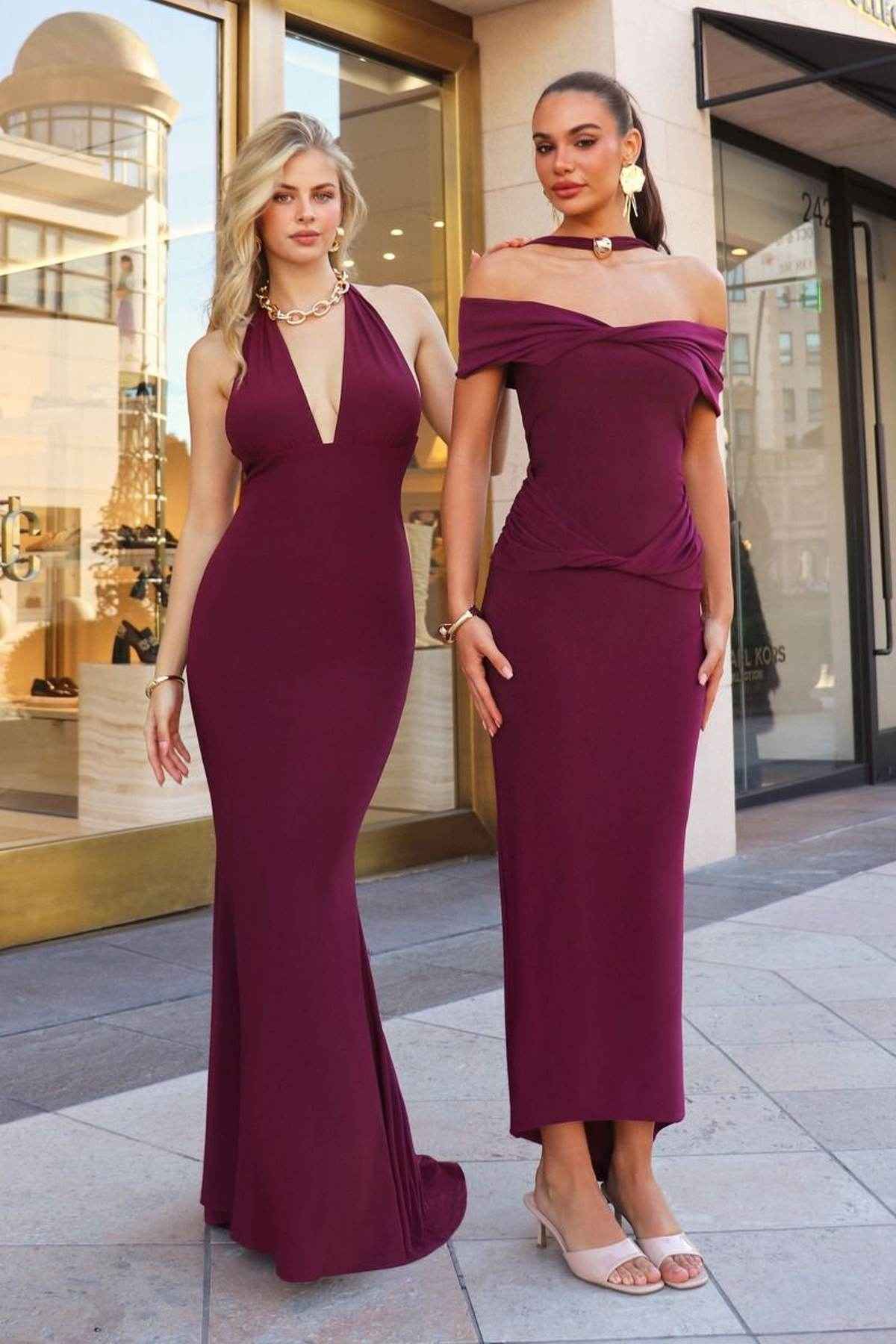 Off the Shoulder Halter Strap Fitted Stretch Dress