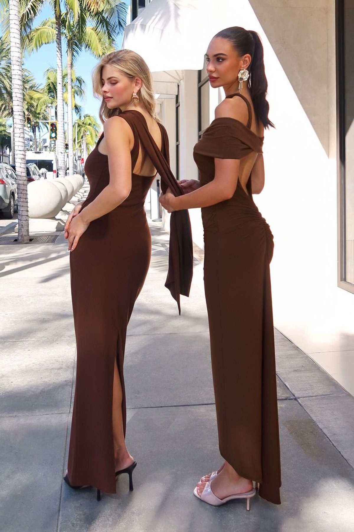 Off the Shoulder Halter Strap Fitted Stretch Dress