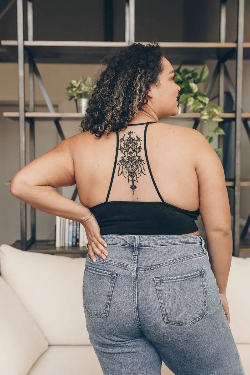 Tattoo Back Bralette – Seamless Design with Mesh Detail