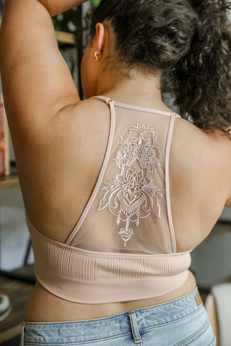 Tattoo Back Bralette – Seamless Design with Mesh Detail
