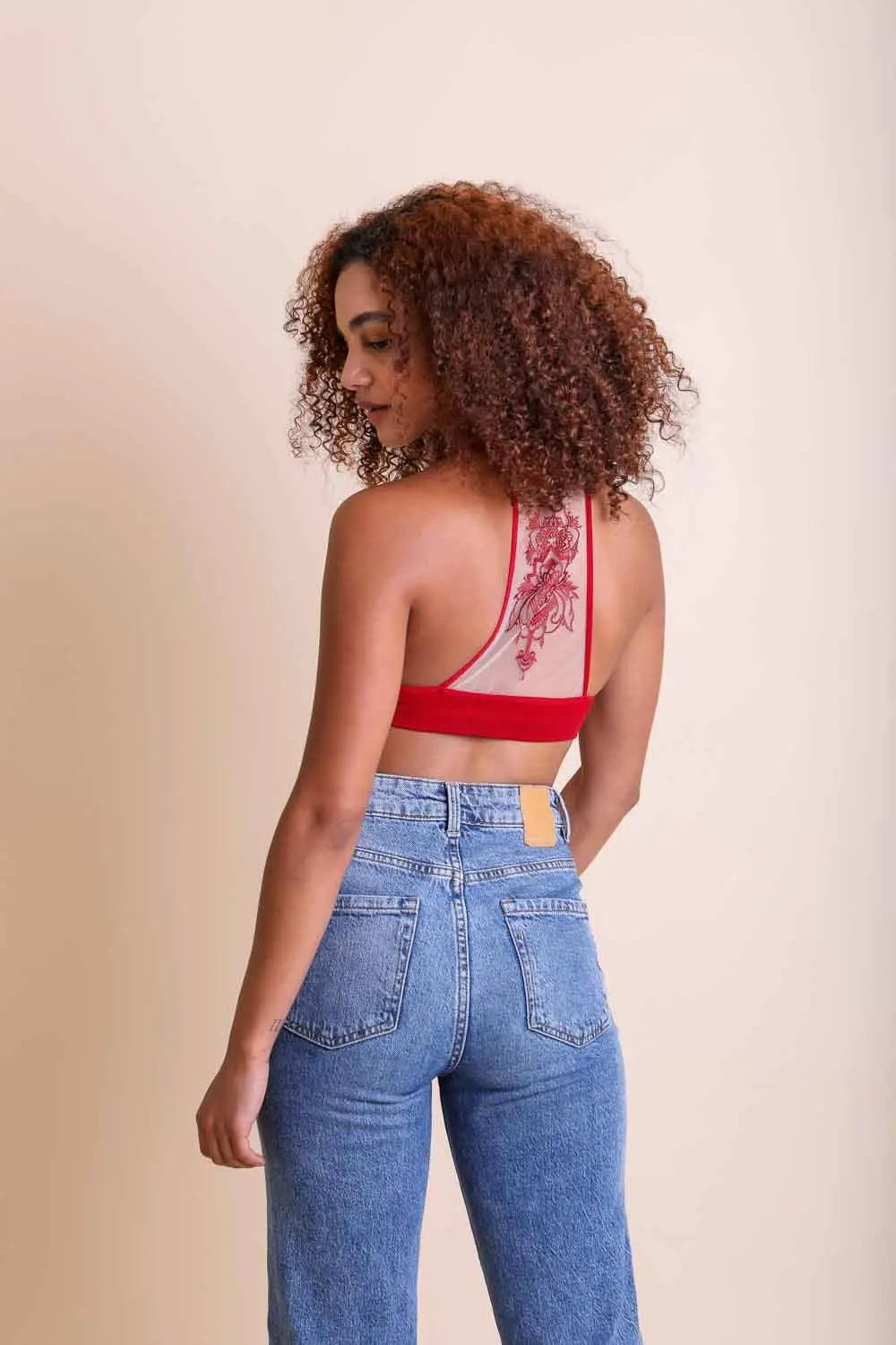 Tattoo Back Bralette – Seamless Design with Mesh Detail