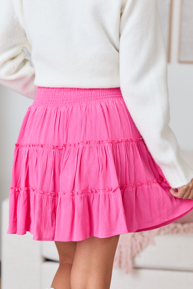 Through The Garden Longer Length Pink Mini Skort