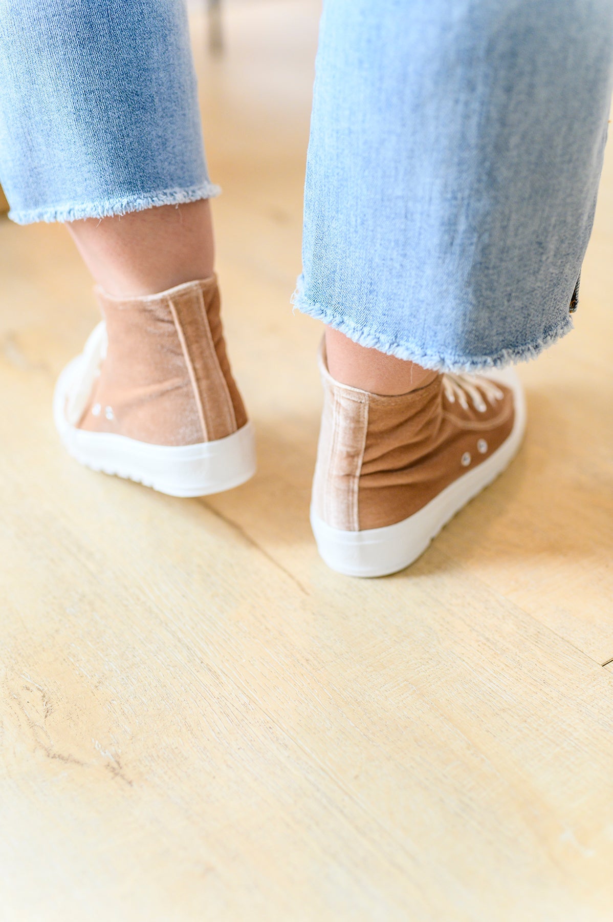 Velvet High Tops in Tan